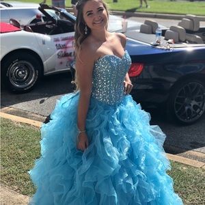 Layla K Blue Ruffles Prom/Homecoming/Quinceanera/Wedding Ball Gown Dress